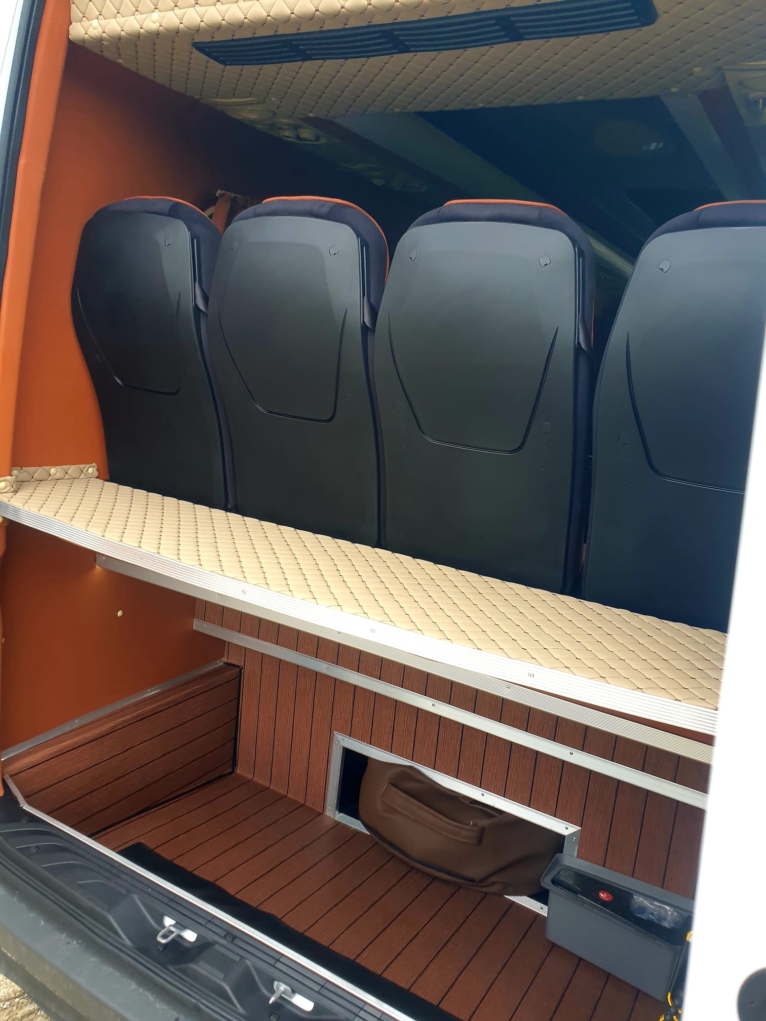 Rear seats folded for luggage
