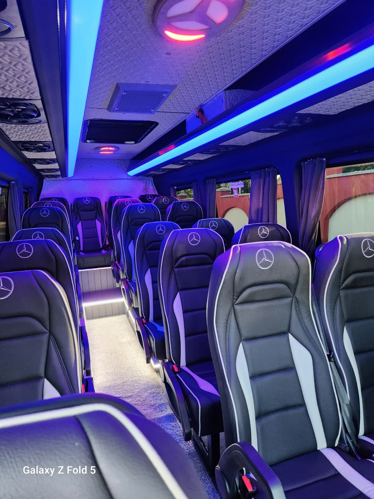 Sport seats with blue ambient lighting